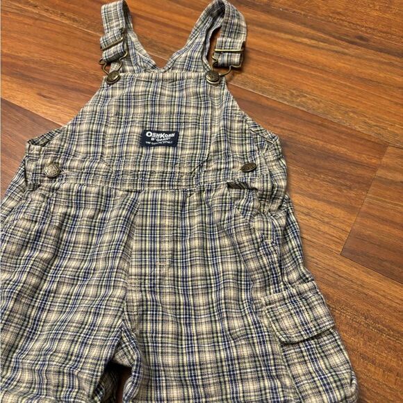 Osh Kosh B’Gosh vintage plaid green/blue/yellow/white overall shorts - Picture 3 of 6